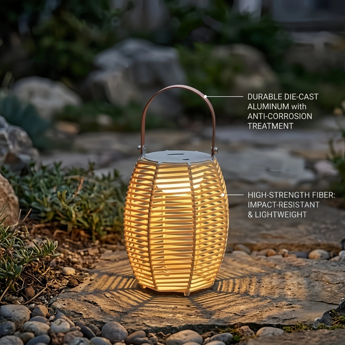 Solara Farmhouse Outdoor Floor Lamp--Die-cast Aluminum & Fiber for Garden