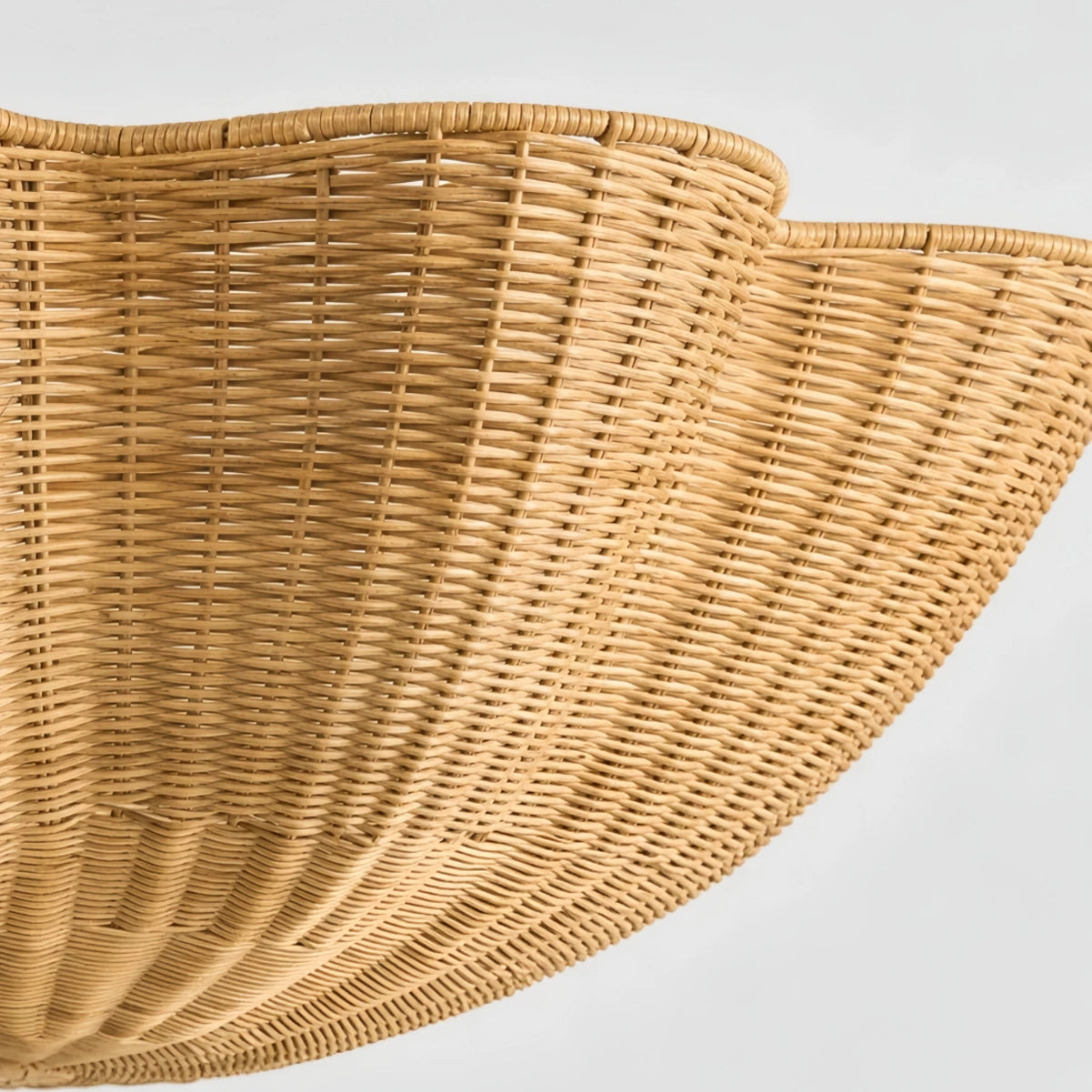Modern Pendant Light - Scalloped Woven Rattan & Iron for Dining Room