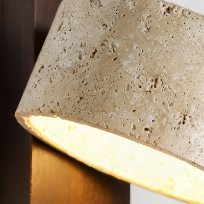 Strata Minimalist Wall Lamp -- Yellow Travertine & Wood for Bedroom