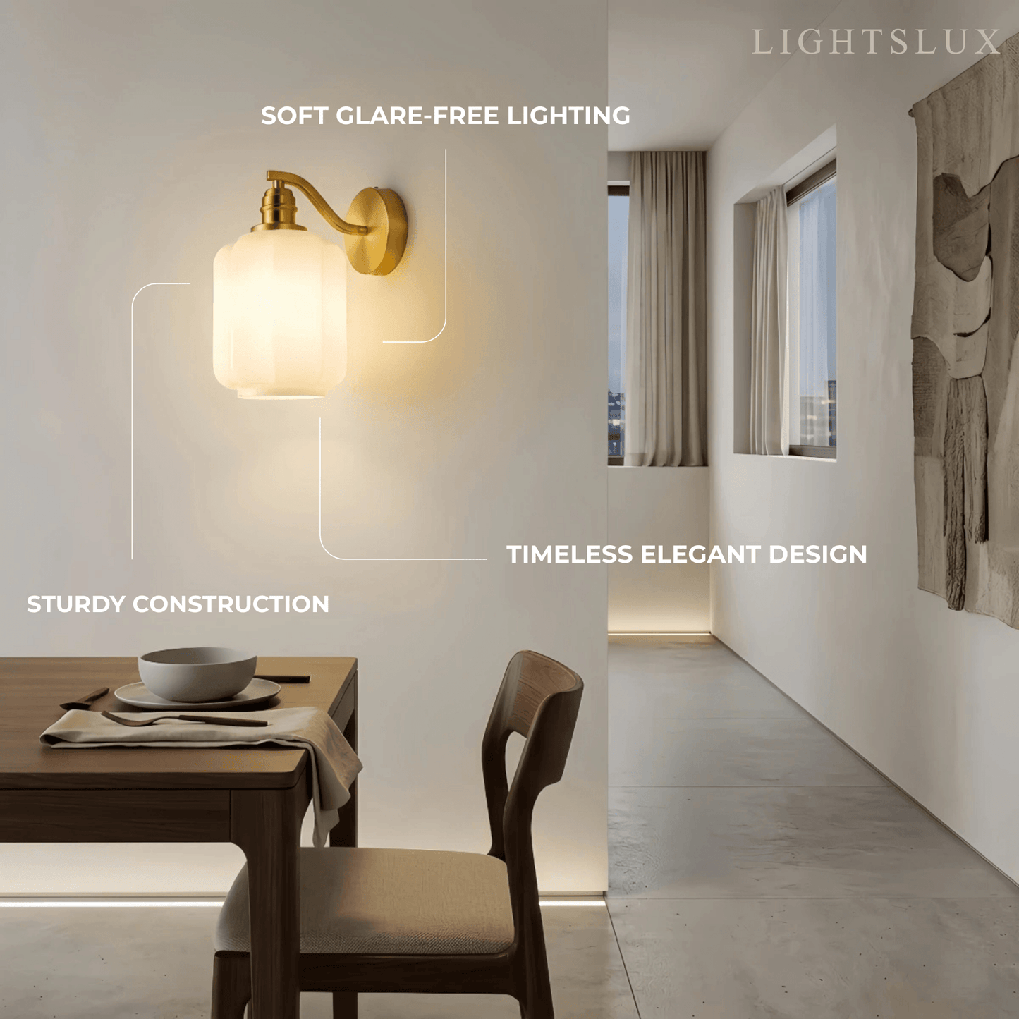 Modern Glass Wall Lamp — Metal Frame 
