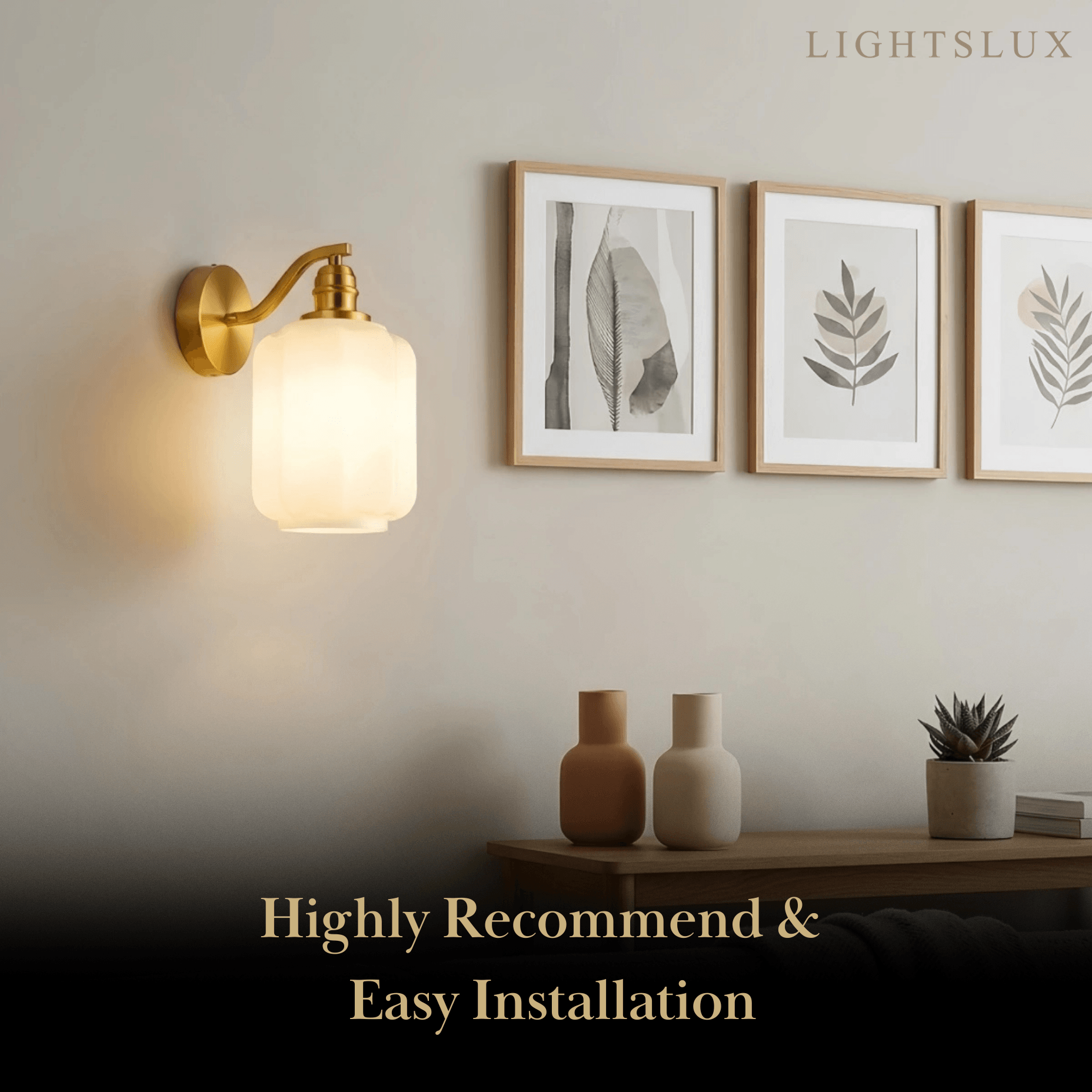 Modern Glass Wall Lamp — Metal Frame 