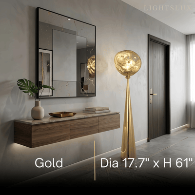 Contemporary Floor Lamp – Distorted Spherical Metal & Acrylic
