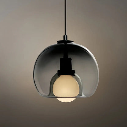  Minimalist Glass Pendant Light – Metal Clear Smoke Cognac