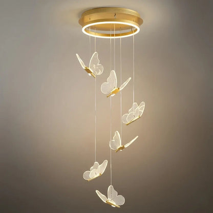 Modern Light‑Luxury Pendant Light — Metal & Acrylic with Butterfly Design