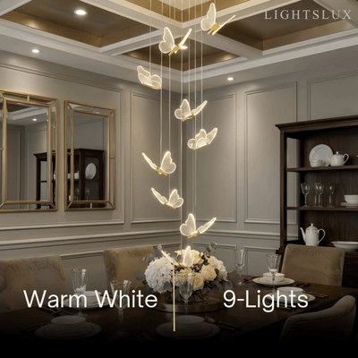 Modern Light‑Luxury Pendant Light — Metal & Acrylic with Butterfly Design