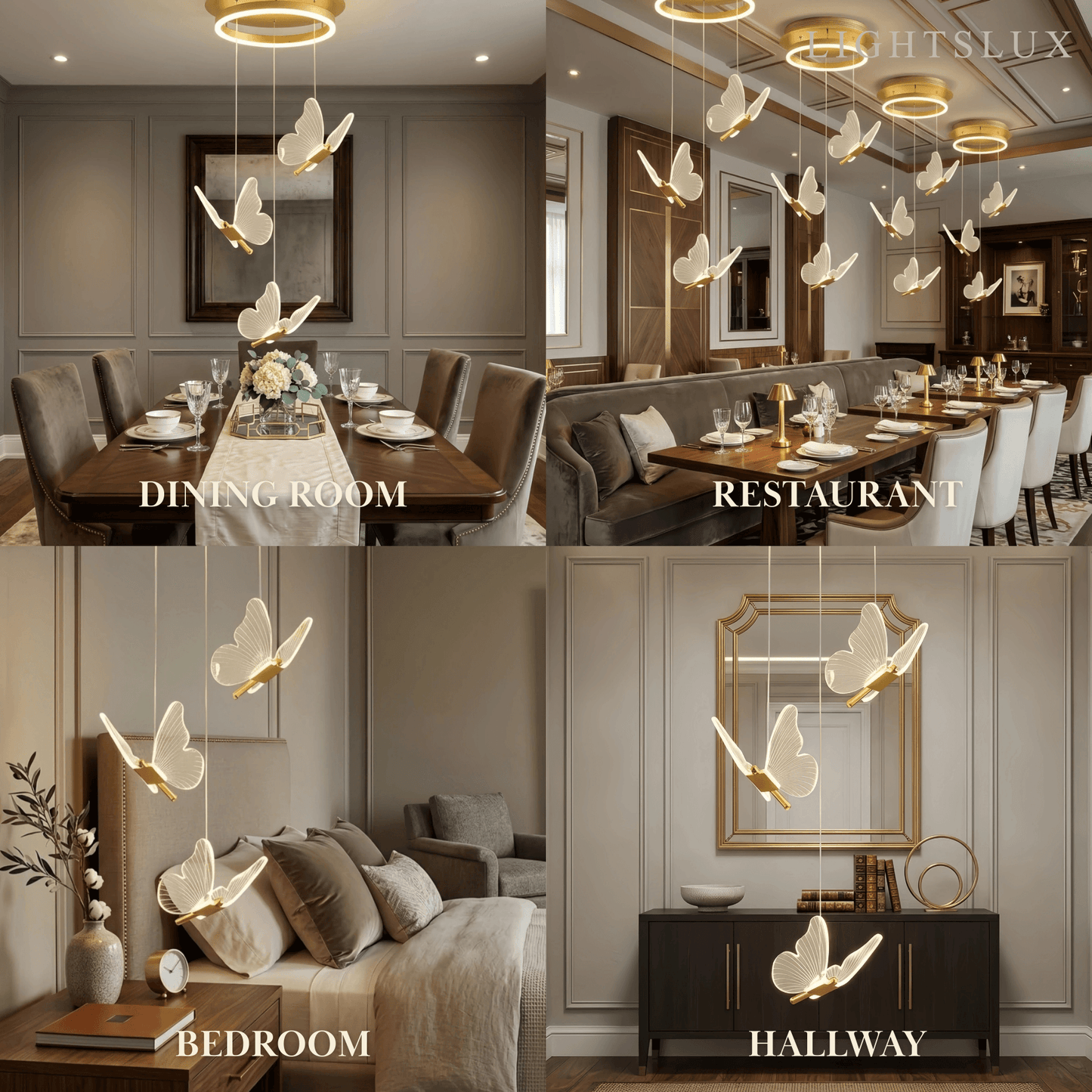 Modern Light‑Luxury Pendant Light — Metal & Acrylic with Butterfly Design