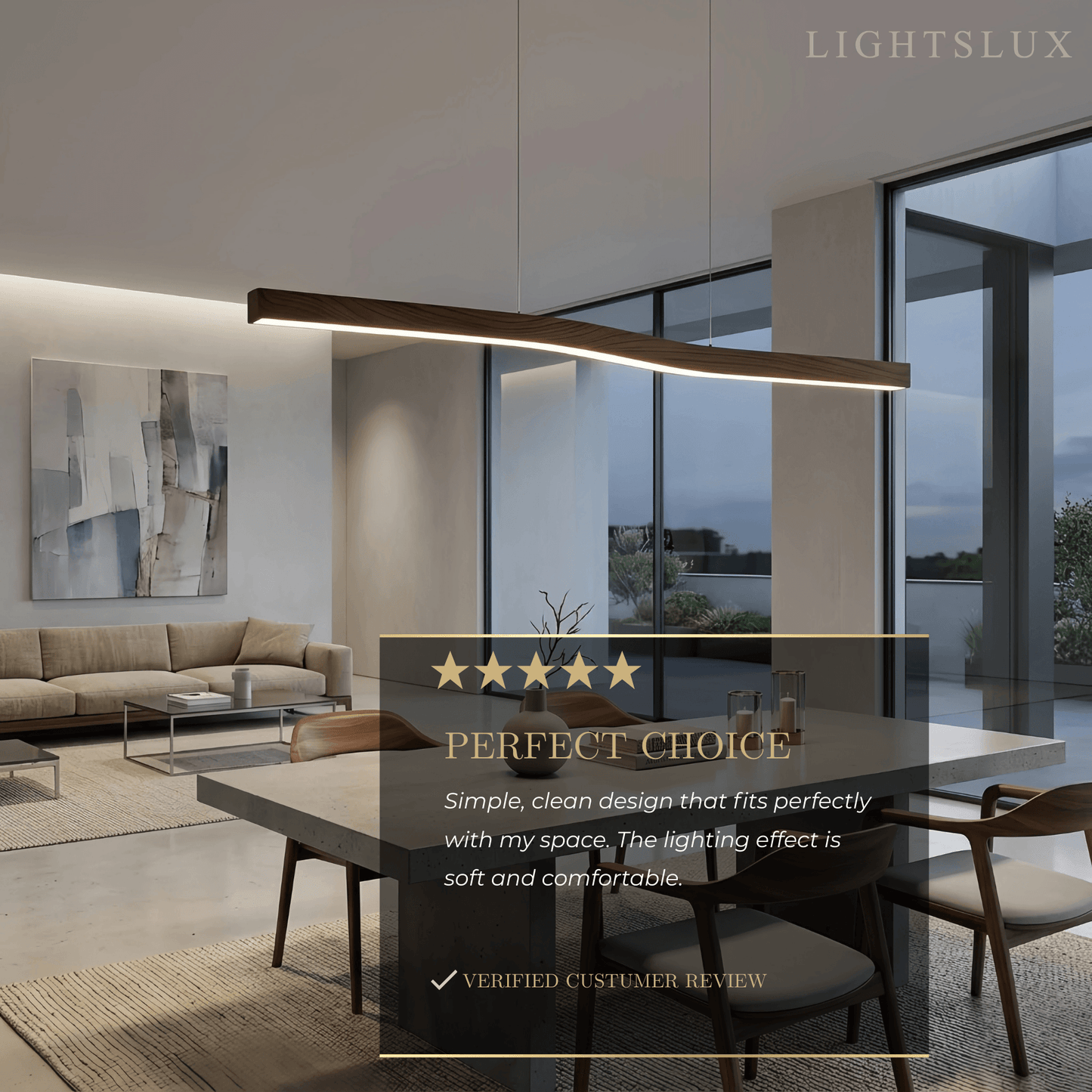 Modern Linear Pendant Light — Metal & Acrylic with Black & Dark Wood