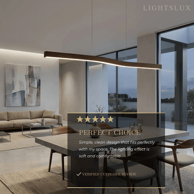 Modern Linear Pendant Light — Metal & Acrylic with Black & Dark Wood