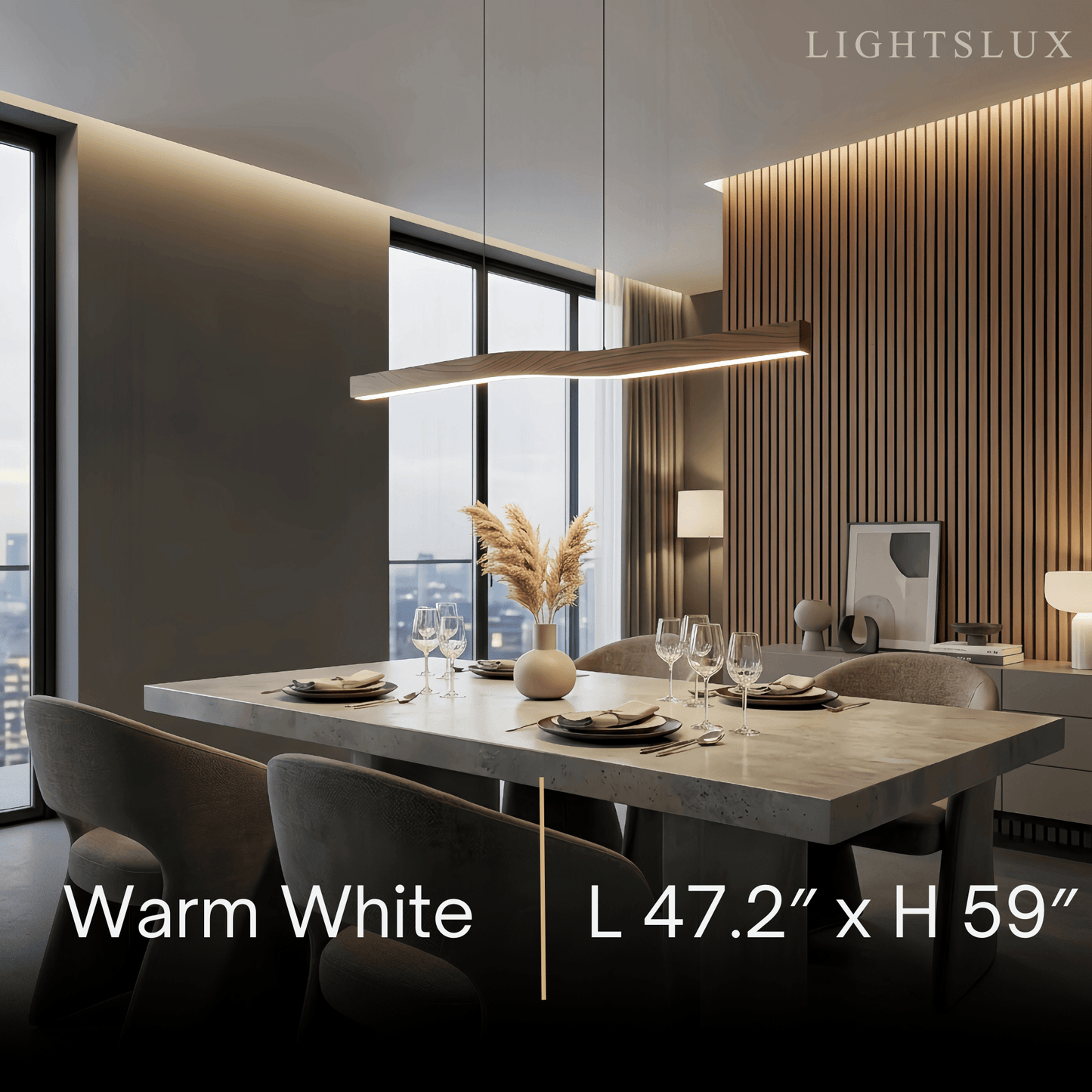 Modern Linear Pendant Light — Metal & Acrylic with Black & Dark Wood