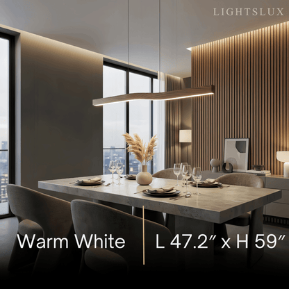 Modern Linear Pendant Light — Metal & Acrylic with Black & Dark Wood