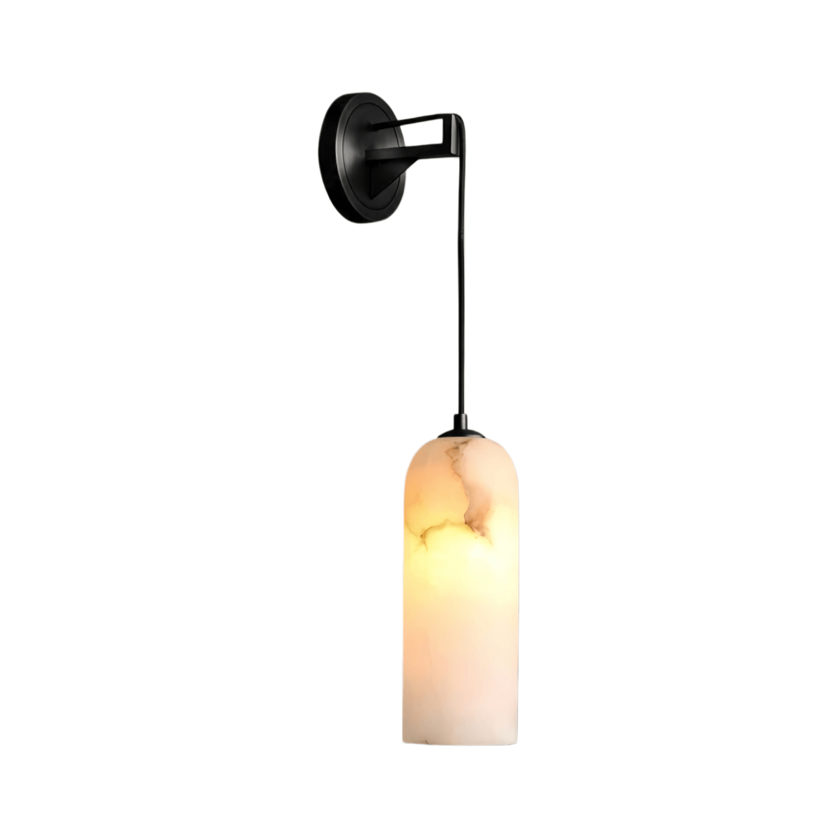 Natural Alabaster Wall Lamp— Brass Body with White Shade