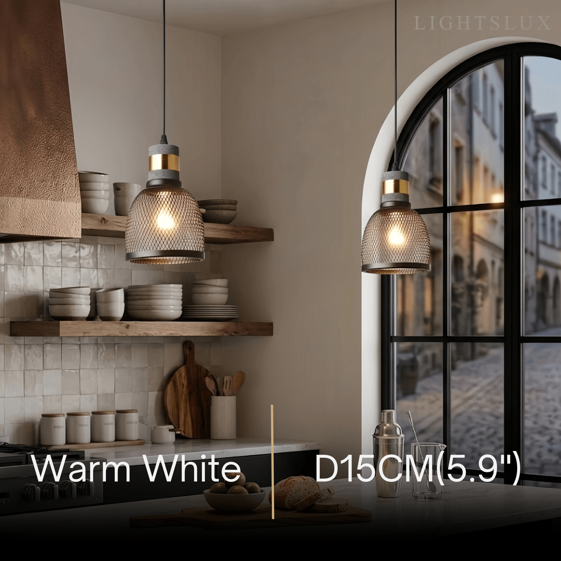 Ferron Industrial Cement Pendant Light – Six Sizes & Adjustable Cable for Kitchen Island/Dining Room/Bedroom