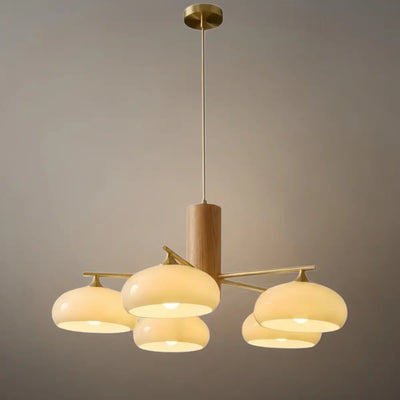 Modern Wood & Glass Chandelier 