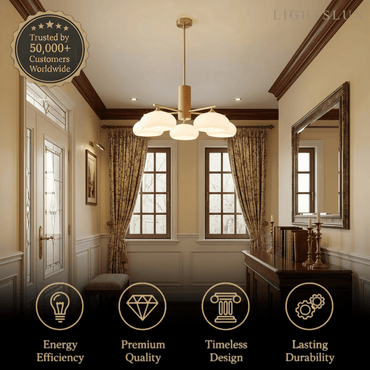 Modern Wood & Glass Chandelier 