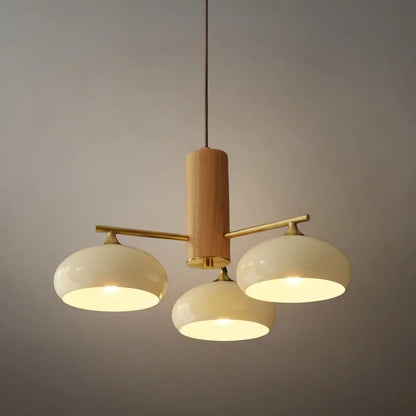 Modern Wood & Glass Chandelier 