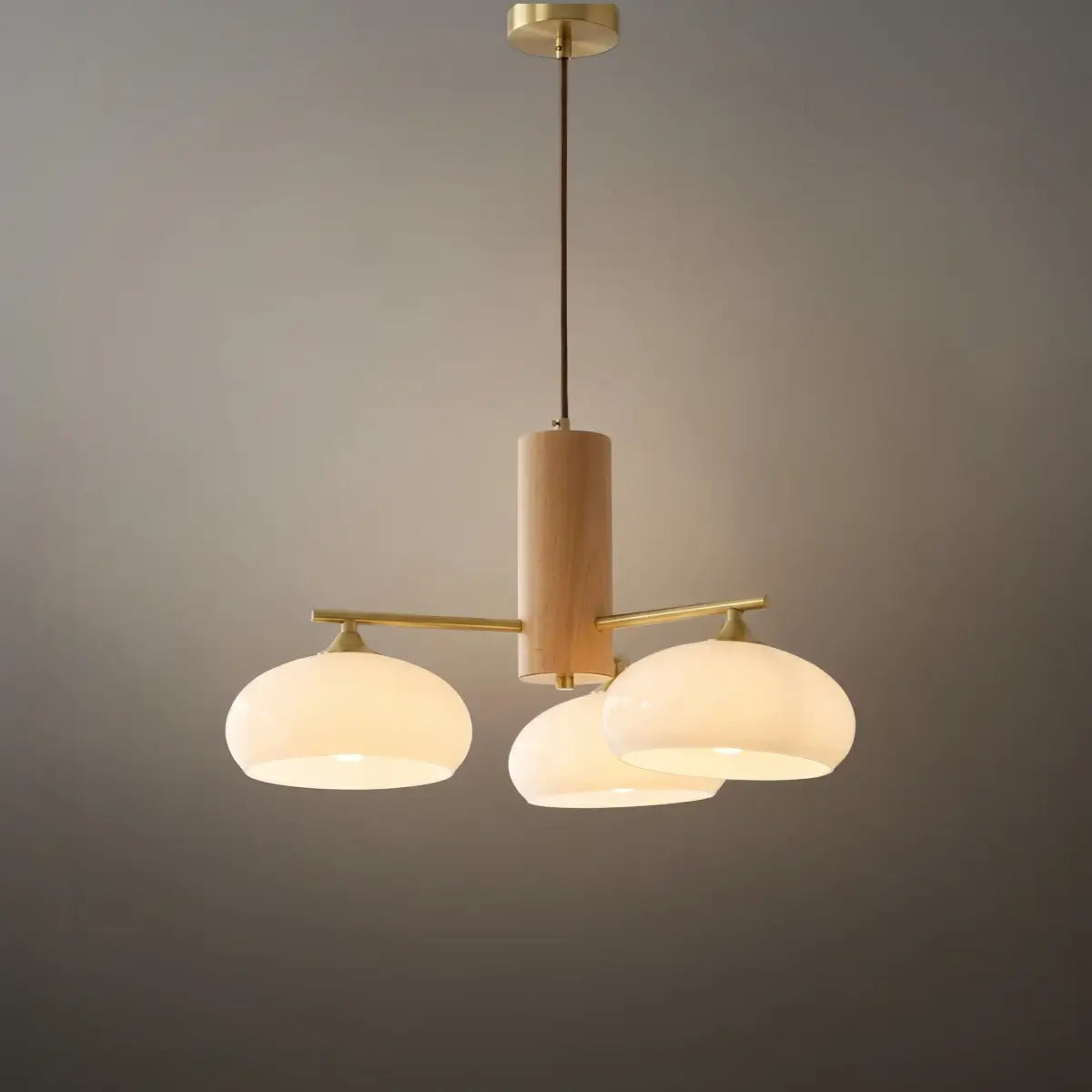 Modern Wood & Glass Chandelier 