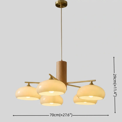 Modern Wood & Glass Chandelier 