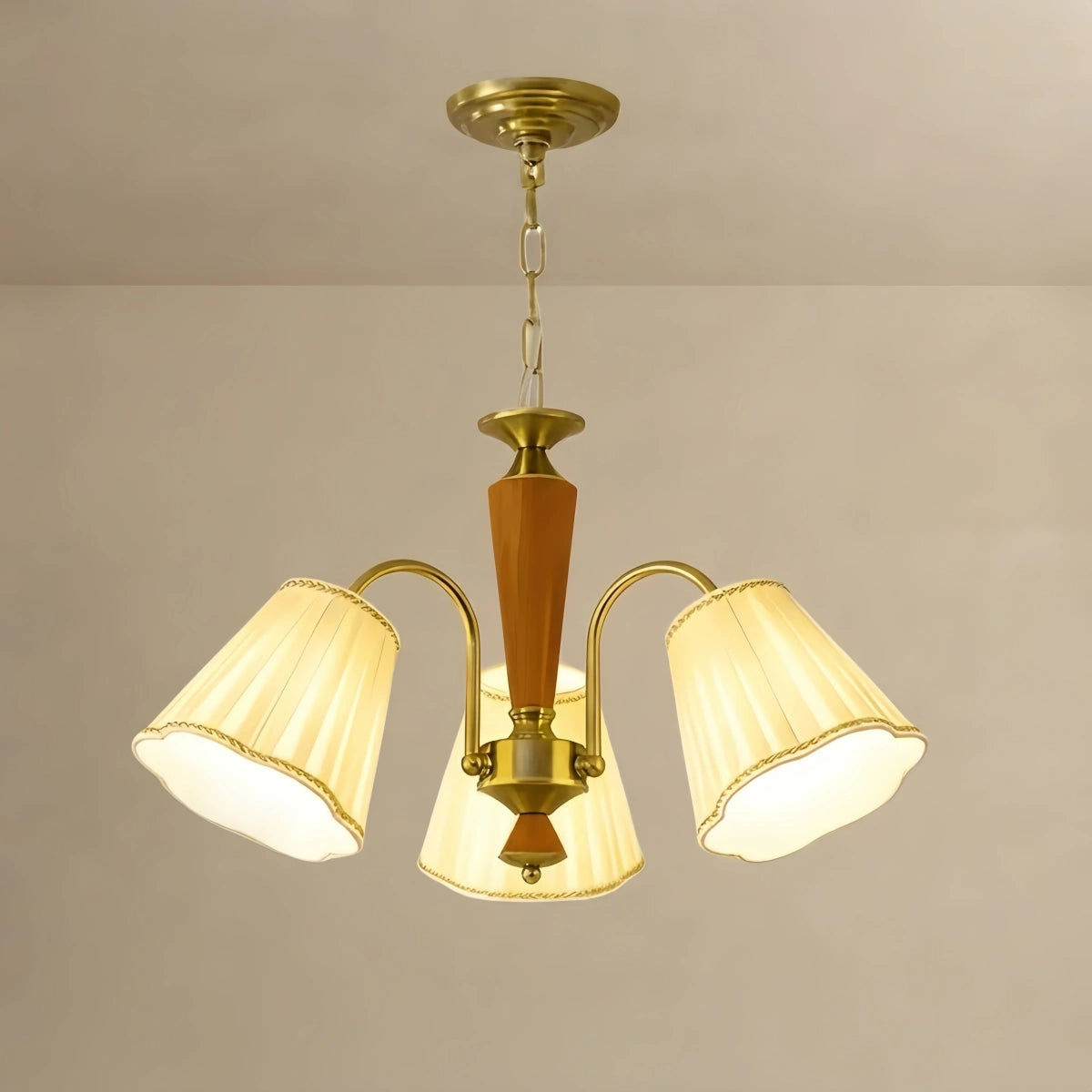 Irondale Modern Ceiling Lingt — Metal, Fabric & Walnut Wood  for Dining Room Living Room