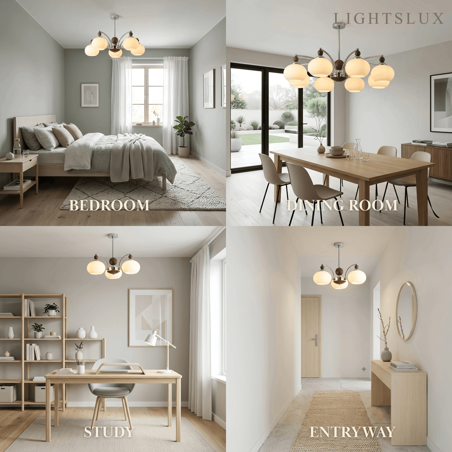 Contemporary Chandelier -- Glass & Iron & Wood for Dining Room