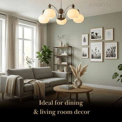 Contemporary Chandelier -- Glass & Iron & Wood for Dining Room