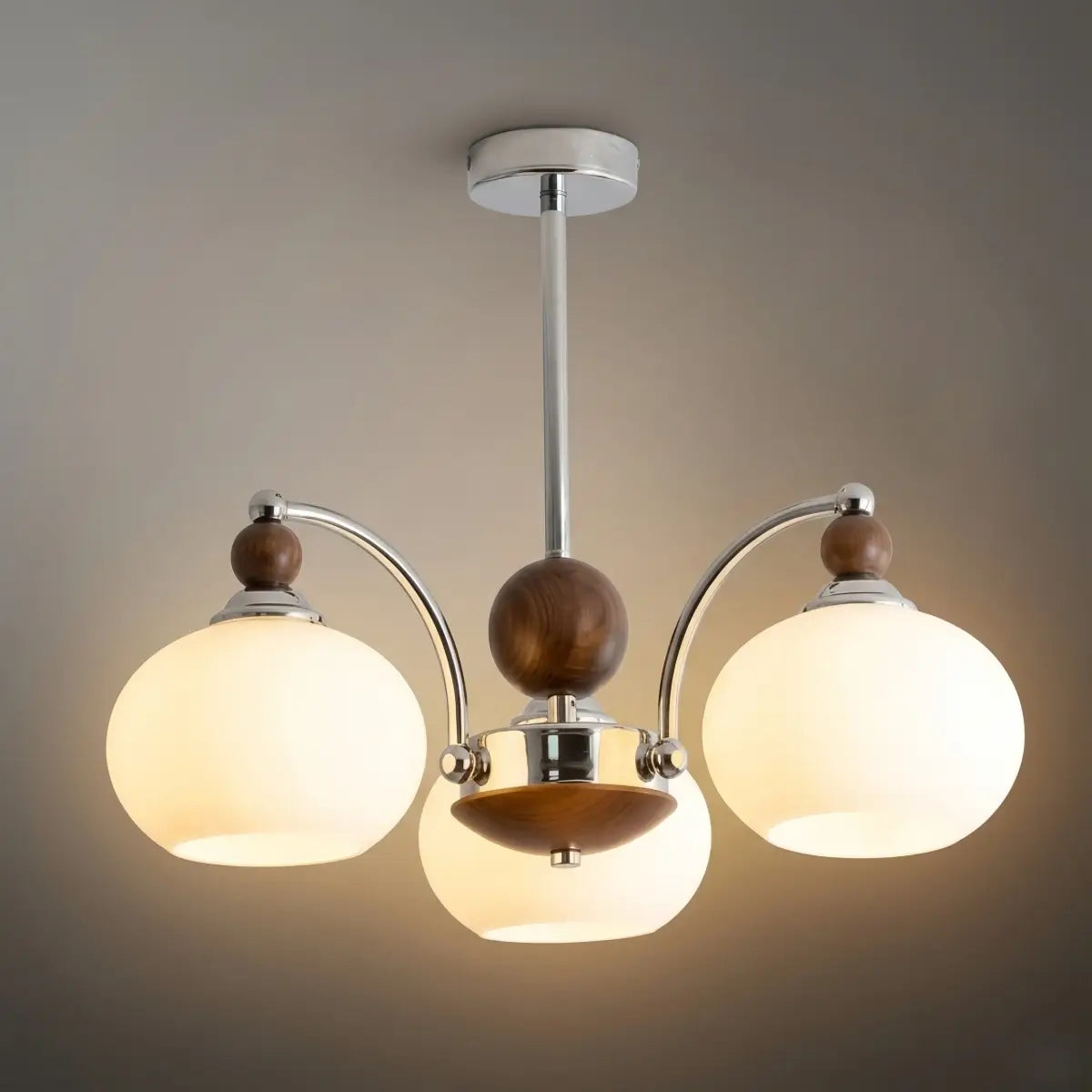 Contemporary Chandelier -- Glass & Iron & Wood for Dining Room