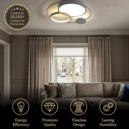 Modern Flush Mount Ceiling Light -- Acrylic Black-White Mix