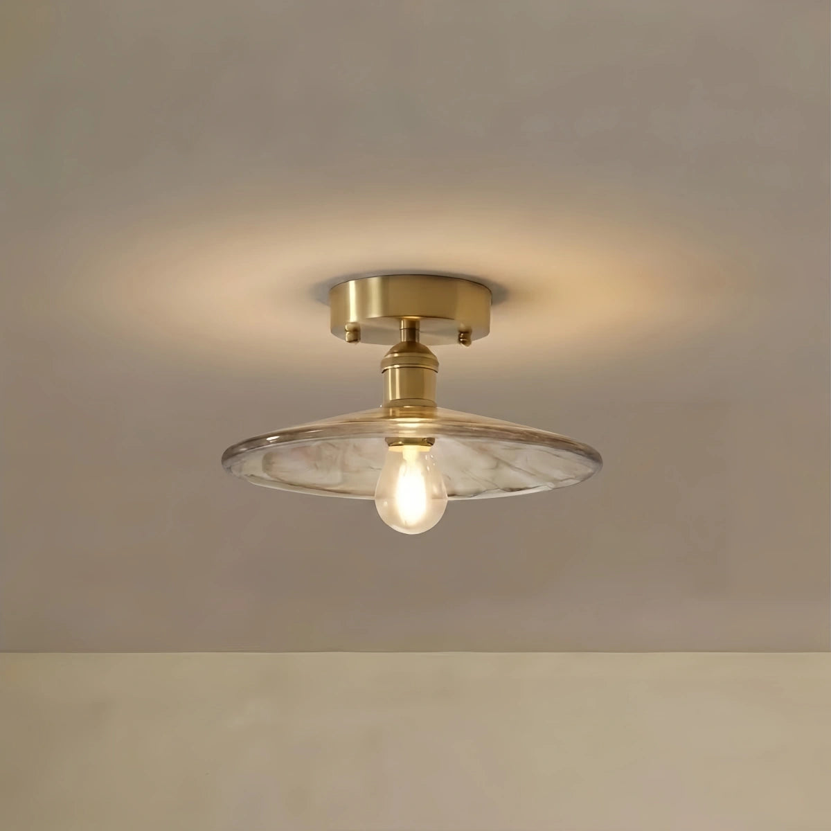 Vetro Vintage-Inspired Ceiling Light -- Brass & Amber Glass