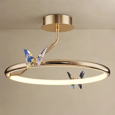 Excelis Modern Ceiling Light -- Crystal with Gold&Transparent Finish for Living Room