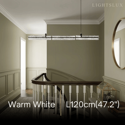 Modern Linear Pendant Light — Metal & Glass for Dining Room Kitchen Island Conference Room Living Room