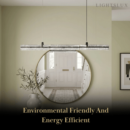 Modern Linear Pendant Light — Metal & Glass for Dining Room Kitchen Island Conference Room Living Room