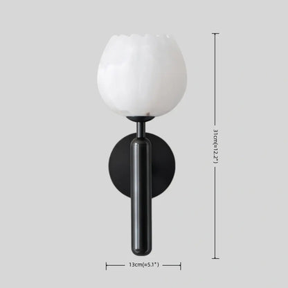 Alba  Modern Wall Lamp -- Brass & Alabaster Flowers