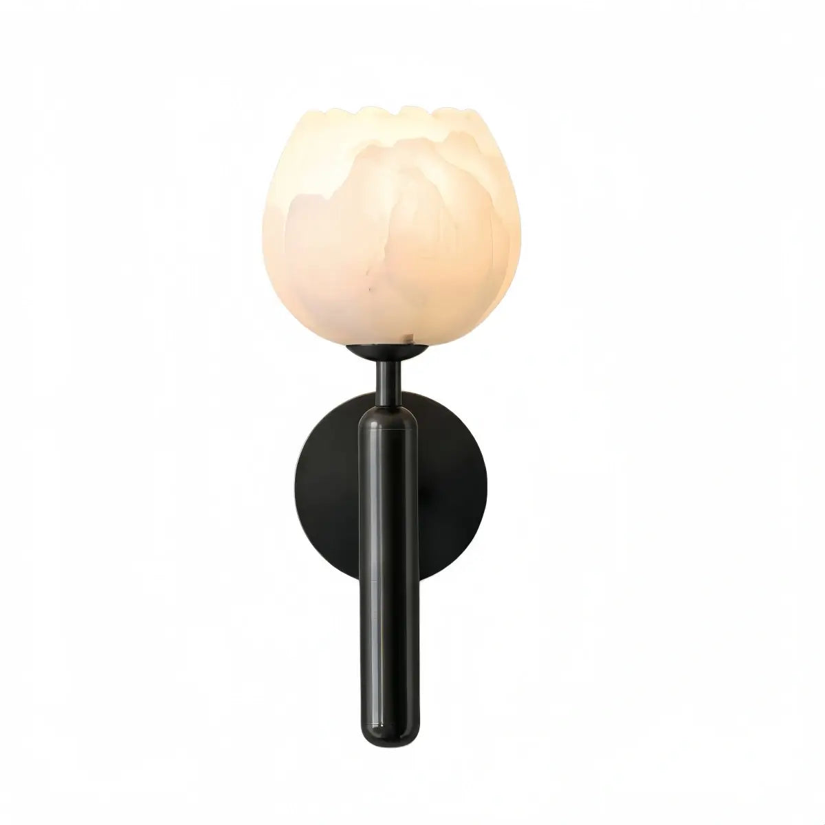 Alba  Modern Wall Lamp -- Brass & Alabaster Flowers