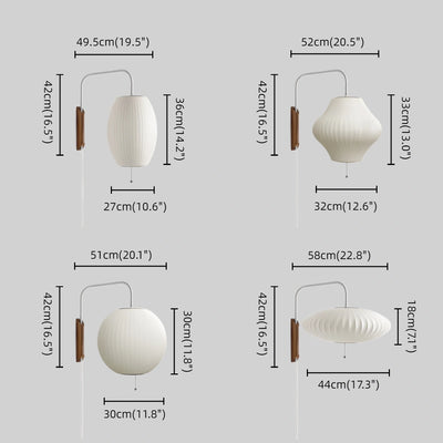 Velora Modern Plug-In Wall Lamp -- Polymer Steel Walnut Metal Chrome & Walnut with White Shade Size