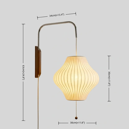 Modern Plug-In Wall Lamp -- Polymer Steel Walnut Metal Chrome & Walnut with White Shade