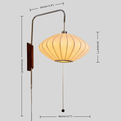 Modern Plug-In Wall Lamp -- Polymer Steel Walnut Metal Chrome & Walnut with White Shade