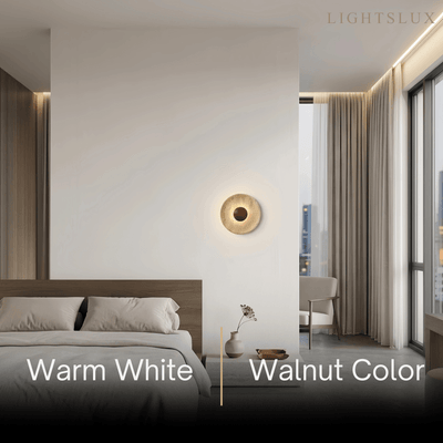 Minimalist Wall Lamp -- Yellow Travertine & Wood