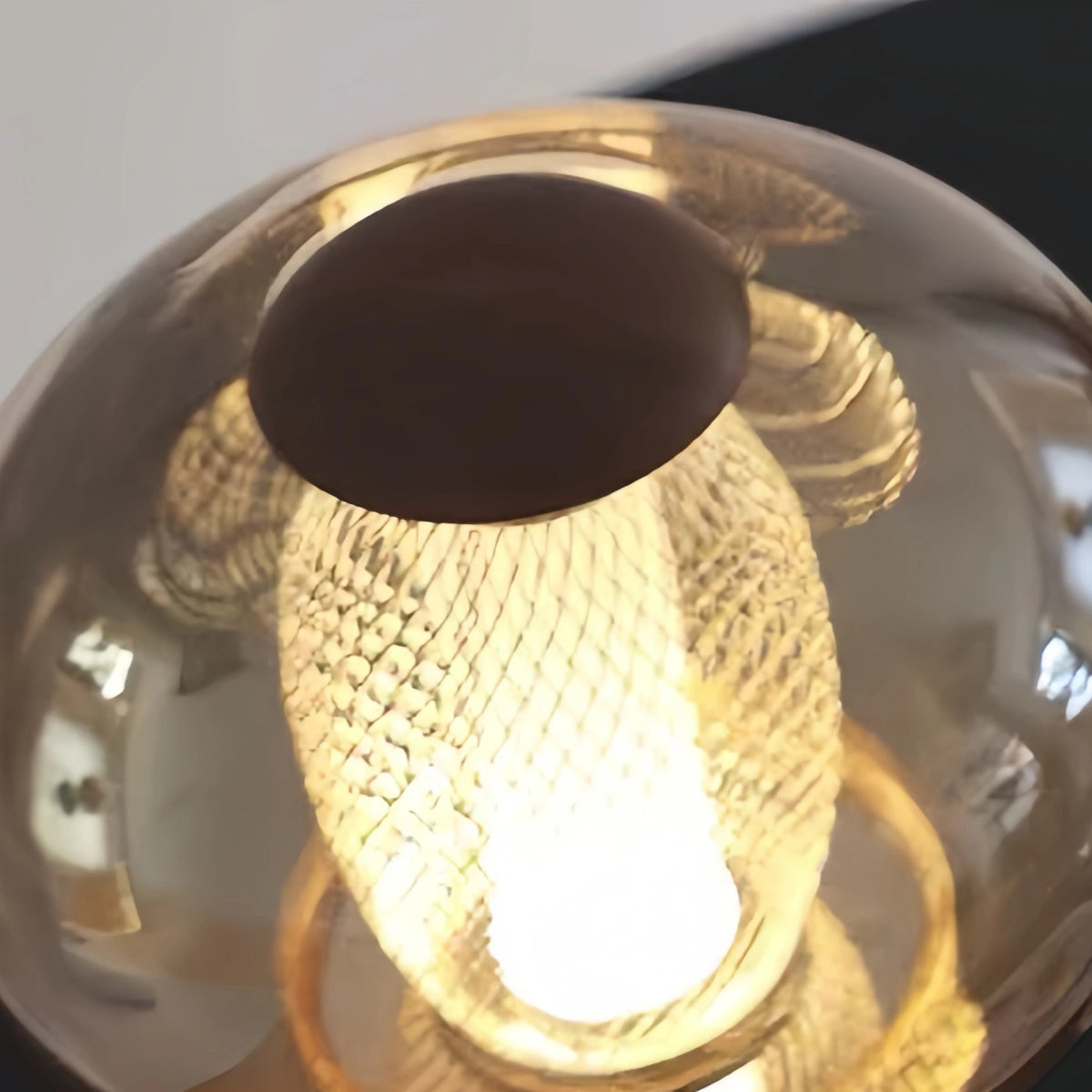 Vivara Vintage Table Lamp – Amber Glass & Walnut Wood for Bedroom / Bedside