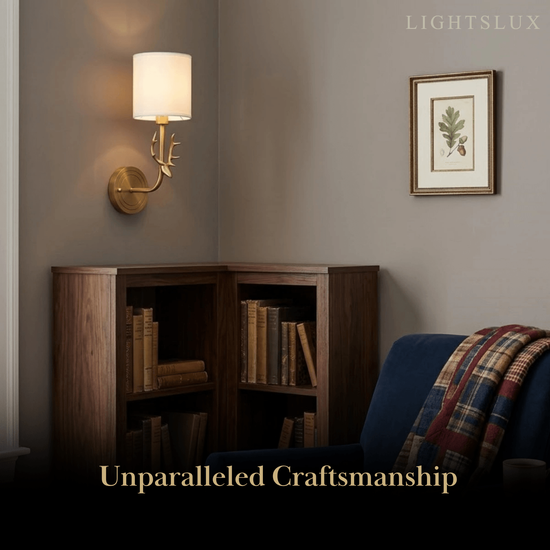 Art Deco Wall Lamp — Brass & Linen White 