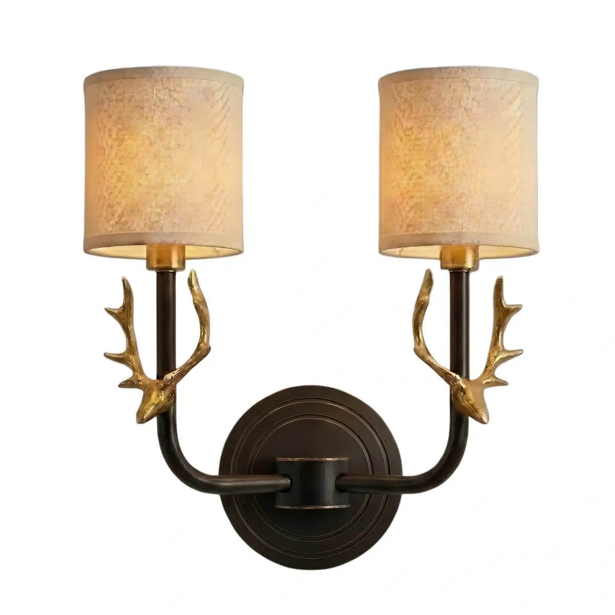 Art Deco Wall Lamp — Brass & Linen White 