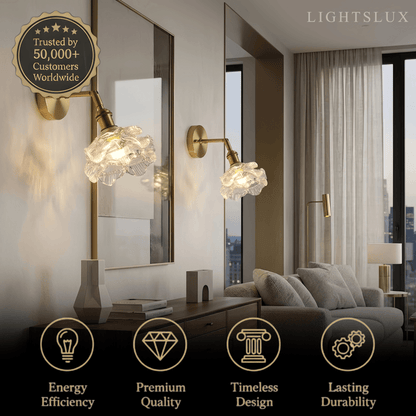 Modern Refined Wall Lamp — Glass & Brass Clear