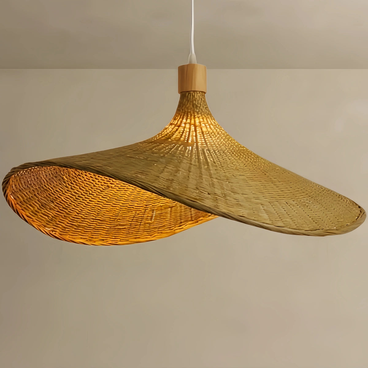 Bamburo Vintage Rattan Pendant Light -- Natural Metal for Dining Room