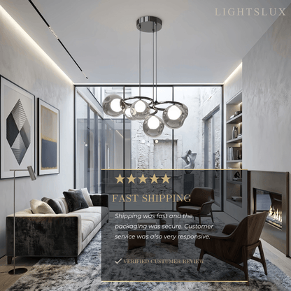 Modern  Pendant Light — Iron & Glass Black Smoke Grey