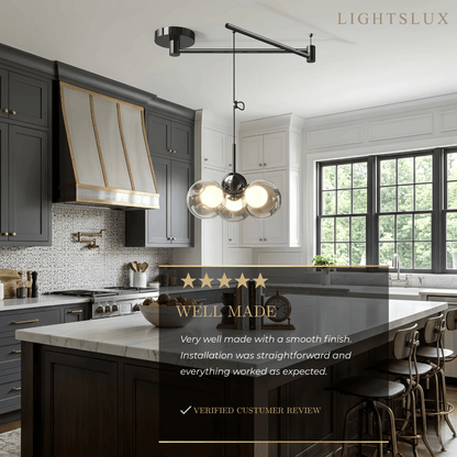 Modern Pendant Light — Carbon Steel & Glass Black Smoke Grey