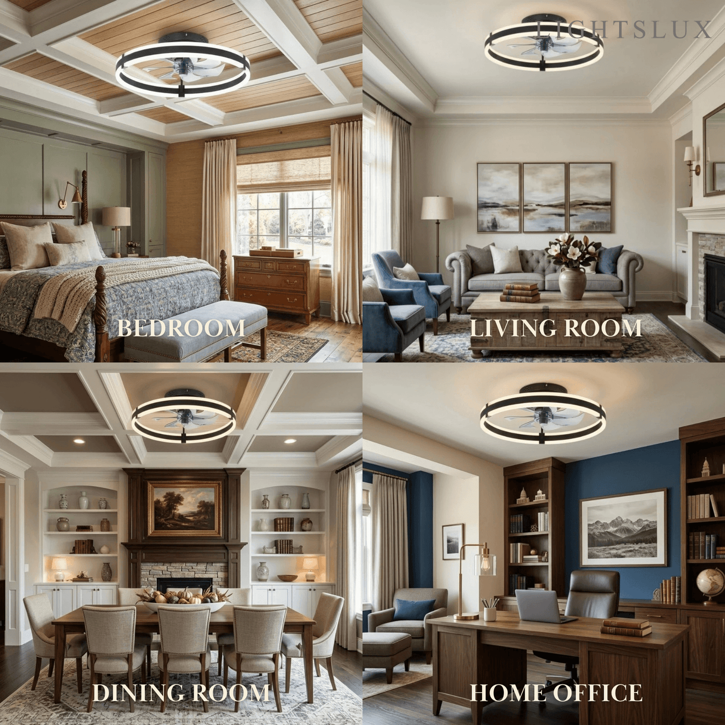 Vivara Modern Semi-Flush Ceiling Fan with Light