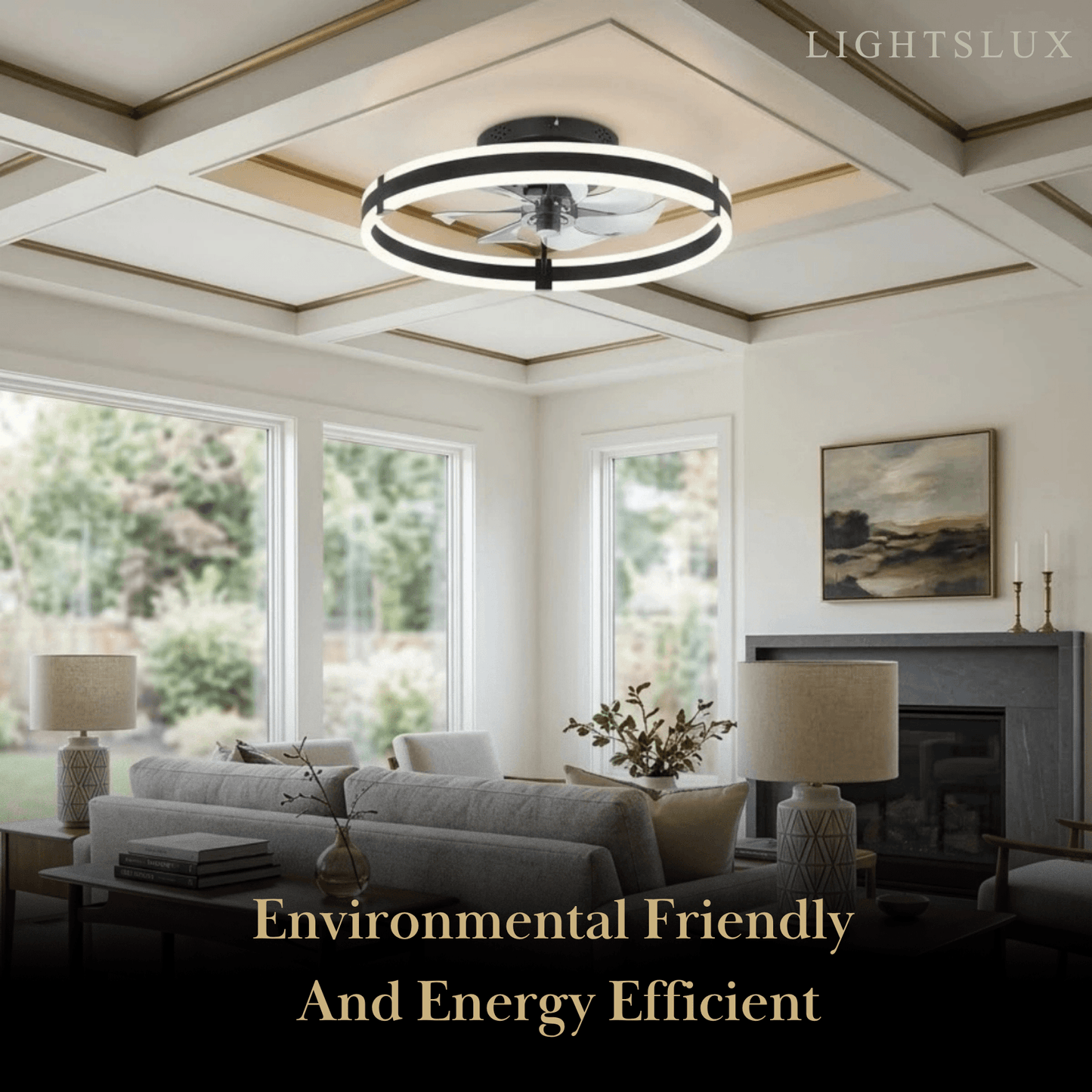 Vivara Modern Semi-Flush Ceiling Fan with Light