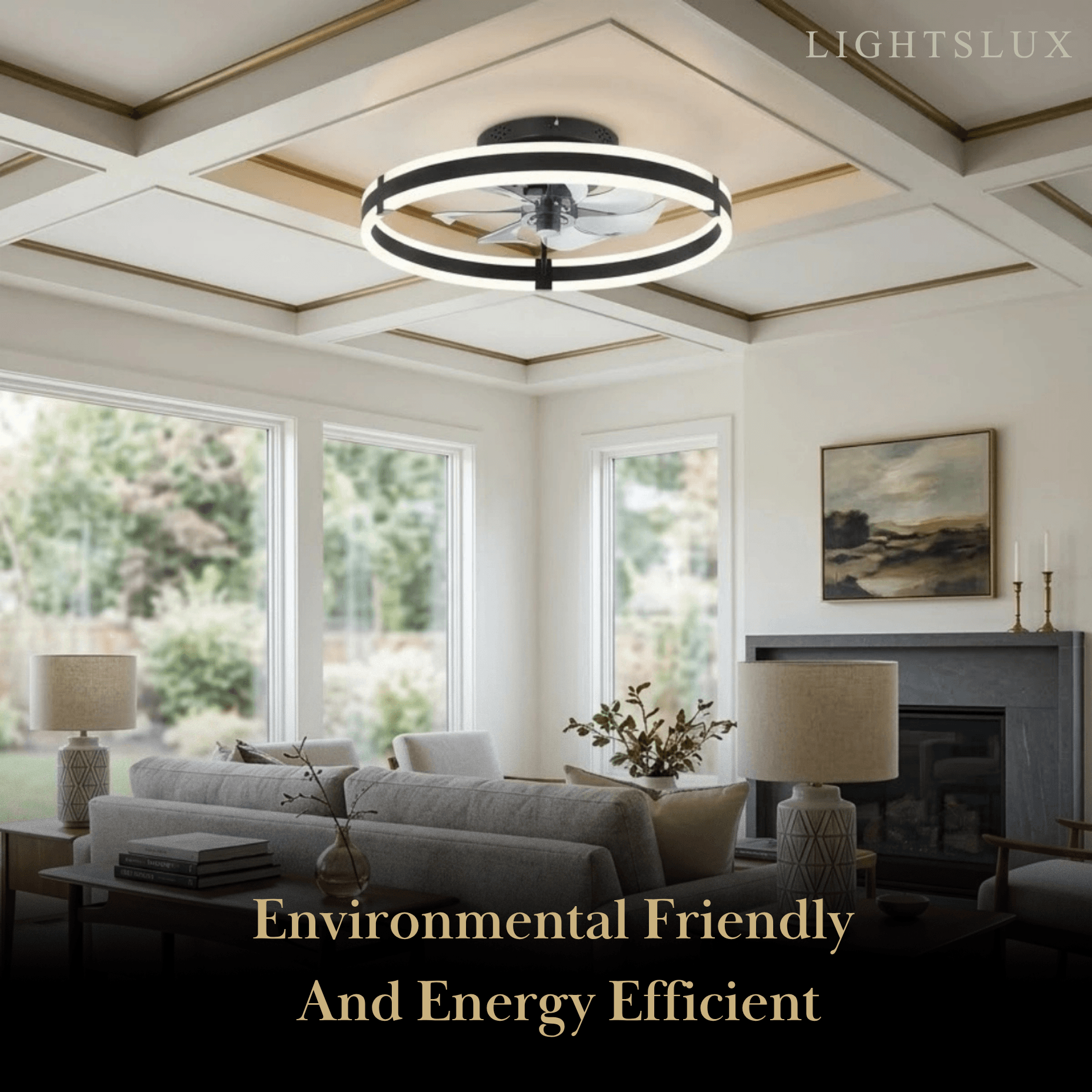 Vivara Modern Semi-Flush Ceiling Fan with Light