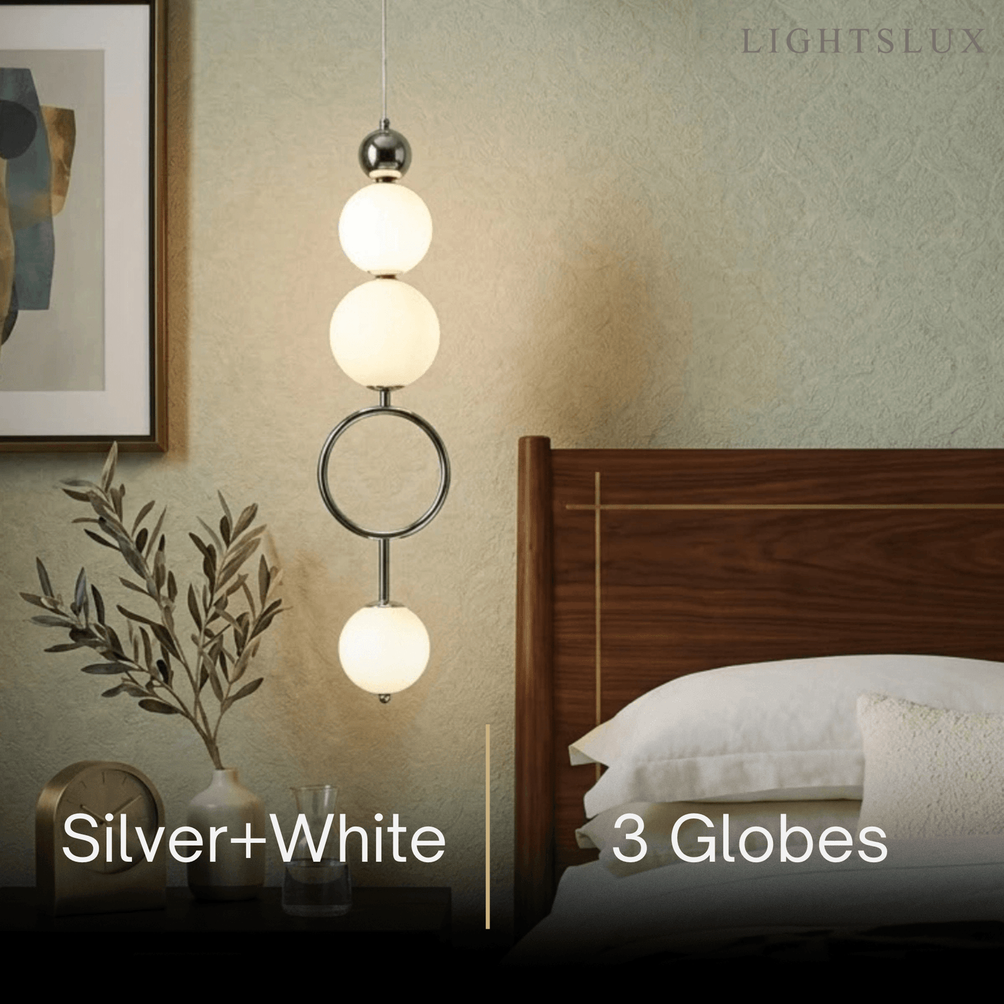 Minimalist Pendant Light — Iron & Glass Gold&White / Silver&White
