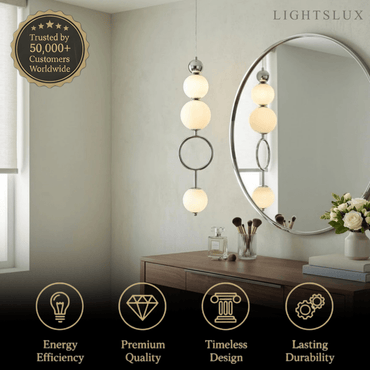Minimalist Pendant Light — Iron & Glass Gold&White / Silver&White
