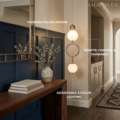 Minimalist Pendant Light — Iron & Glass Gold&White / Silver&White