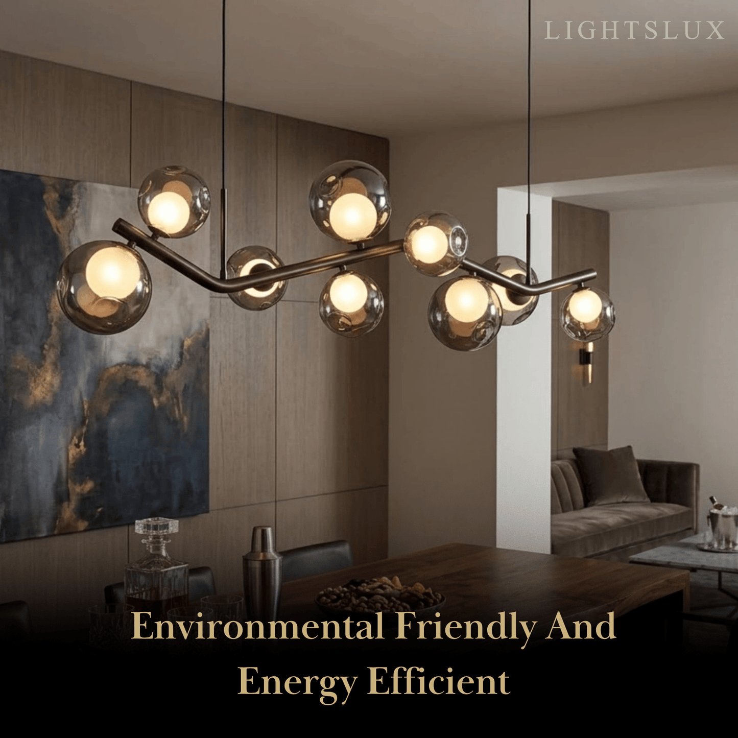 Modern Pendant Light -- Glass & Metal Smoke Grey